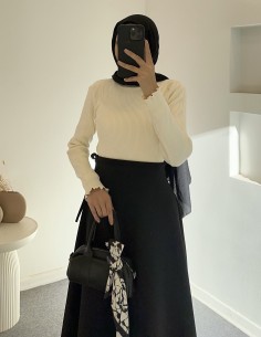 3144 balıkçı yaka bluz- beyaz