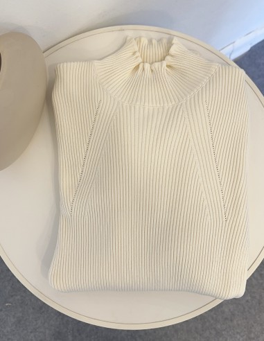 3144 balıkçı yaka bluz- krem