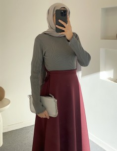 3144 balıkçı yaka bluz-Gri