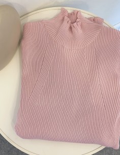 3144 balıkçı yaka bluz-Pembe