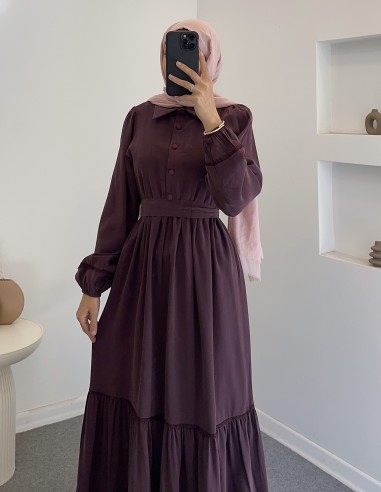 7843 Sena elbise -Mürdüm