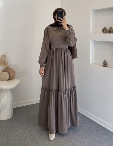 7843 Sena elbise - kahverengi