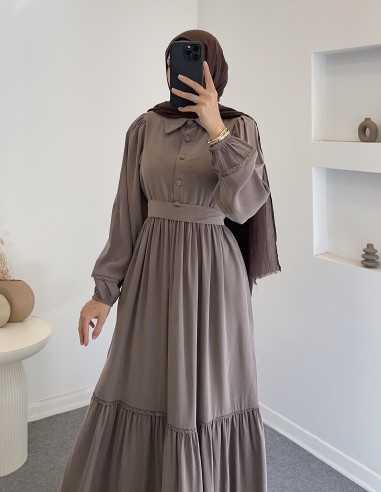 7843 Sena elbise - kahverengi