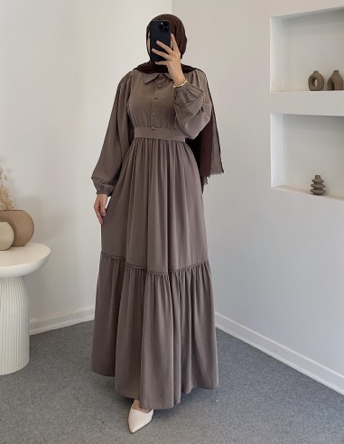 7843 Sena elbise - kahverengi