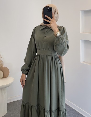 7843 Sena elbise - Yeşil