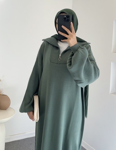 2828 fermuar detay triko elbise -koyu...