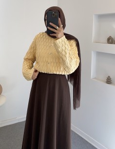 3060 etek üstü hırka - sarı 2