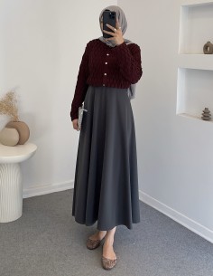 3060 etek üstü hırka -Bordo