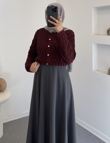 3060 etek üstü hırka -Bordo