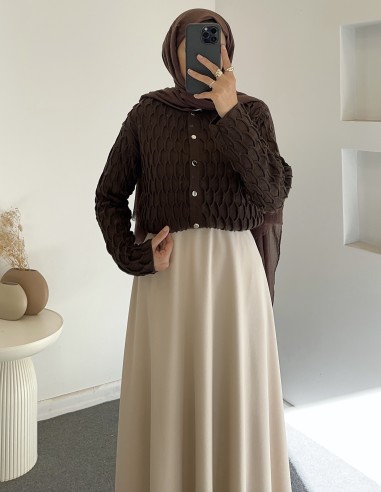 3060 etek üstü hırka -Kahverengi