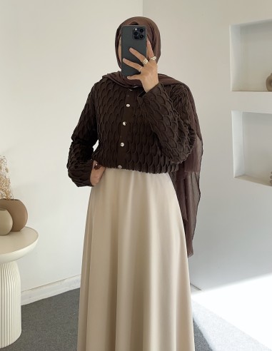 3060 etek üstü hırka -Kahverengi