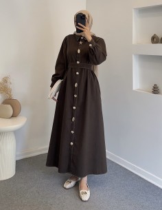 034 düğmeli kot elbise -...