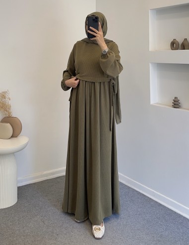 197 yanları bağlamalı triko elbise -...