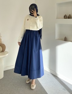 D27321 poplin etek - lacivert