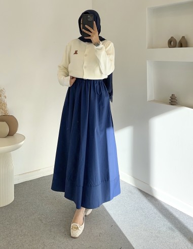 D27321 poplin etek - lacivert