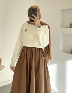 D27321 poplin etek - taba 2