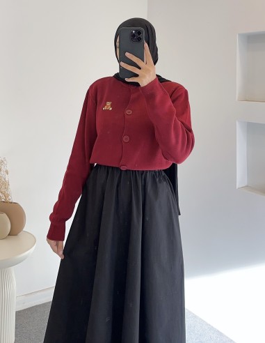 3138 ayıcıklı hırka - bordo