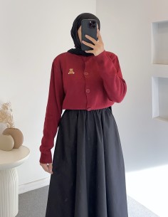 3138 ayıcıklı hırka - bordo