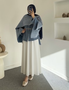 9151 atkılı kaşe kaban - mavi 2