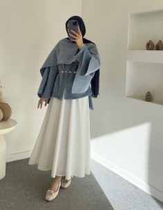 9151 atkılı kaşe kaban - mavi