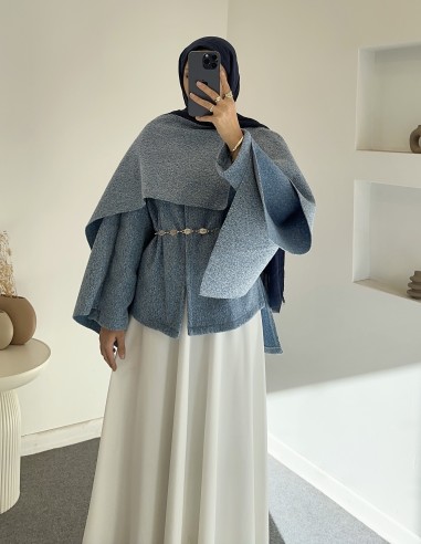 9151 atkılı kaşe kaban - mavi