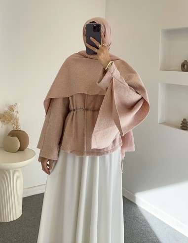 9151 atkılı kaşe kaban - Pembe