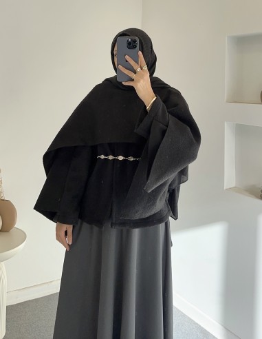 9151 atkılı kaşe kaban - siyah