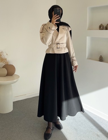 1357 kısa trençkot - taş