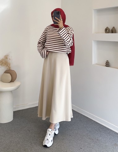 D30010 çizgili tunik - bordo