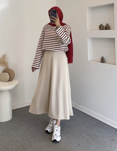 D30010 çizgili tunik - bordo