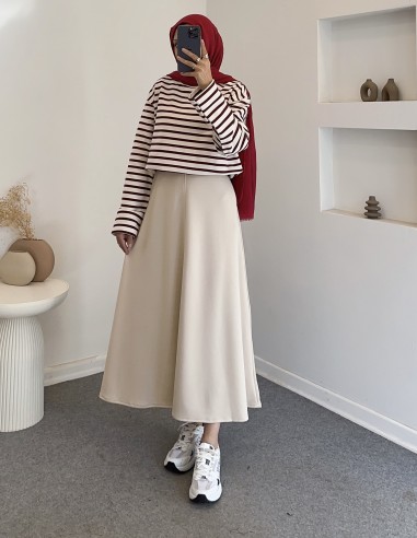 D30010 çizgili tunik - bordo