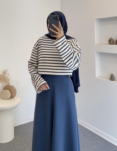 D30010 çizgili tunik - Lacivert