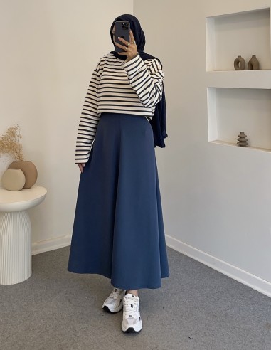 D30010 çizgili tunik - Lacivert