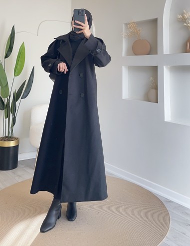 1968 tam boy kaşe kaban - Siyah