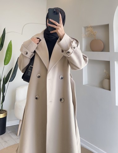 1968 tam boy kaşe kaban - bej