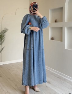 705 kot elbise - mavi