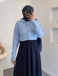 8532 tüylü hırka - mavi