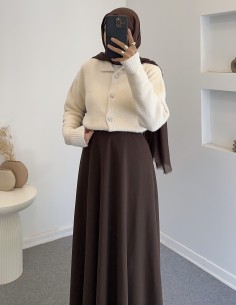 8532 tüylü hırka - Taş