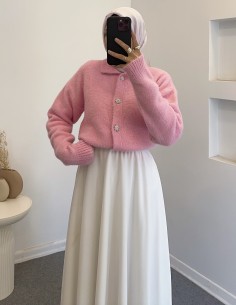 8532 tüylü hırka - Pembe