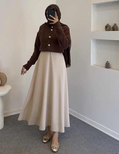 8532 tüylü hırka - Kahverengi