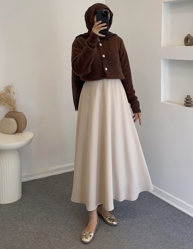 8532 tüylü hırka - Kahverengi