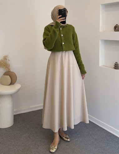 8532 tüylü hırka -Yeşil