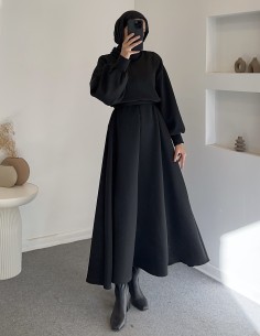 2907 scuba balon kol elbise...