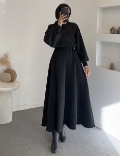 2907 scuba balon kol elbise... 2