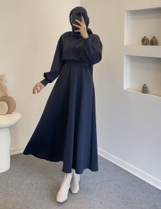 2907 scuba balon kol elbise...