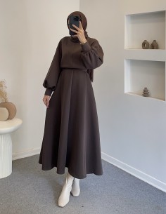 2907 scuba balon kol elbise...