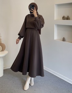 2907 scuba balon kol elbise... 2