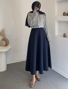 F-048 İnci detay hırka -Gri 2