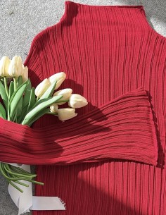 3178 triko kazak - Kırmızı