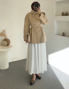 2309 kısa trençkot- bej 2